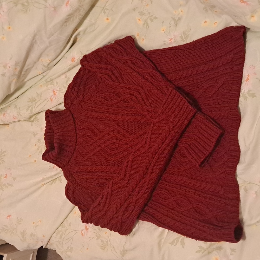 Vintage Red Turtleneck Knit Sweater